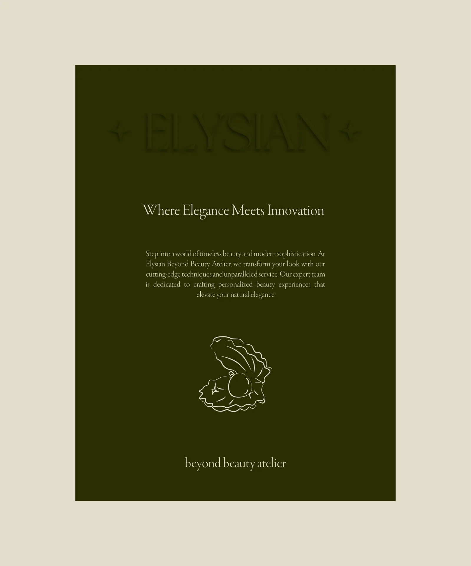 Elysian olive editorial poster with oyster motif