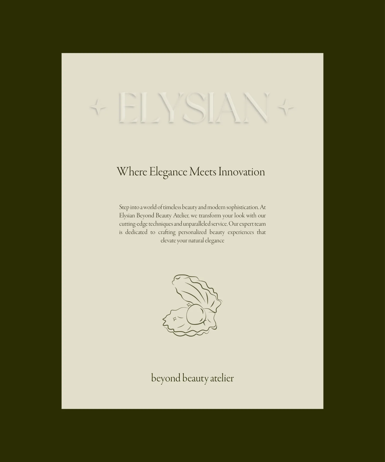 Elysian ivory editorial poster with oyster motif